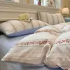 Nuevo juego de cuatro piezas jacquard teñido en hilo de alto peso, estilo simple y fresco, ropa de cama estilo princesa de lujo ligero