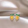 Brincos de Limão Laranja Doces e Frescos Cravejados com Diamantes para Mulheres, Brincos High-End Tendência Acessíveis, Brincos de Frutas de Nicho