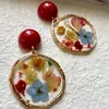 Jardim de primavera francês retro planta de flor seca deixando cair cola brincos brincos bonito japonês pastoral menina brincos