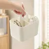 Caixa de armazenamento compartimentada portátil para cosméticos de mesa, itens diversos, controles remotos, uso doméstico em banheiro e sala de estar, cesta de armazenamento