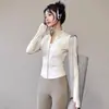 Jaqueta Cardigan Esportiva de Yoga com Zíper de Secagem Rápida Feminina Jaqueta de Corrida Fitness Manga Longa Top Alta Elasticidade Respirável Roupa Esportiva de Treinamento