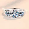 Anillo de Plata de Ley S925 de Tres Piedras de Venta Caliente Transfronteriza para Propuesta, Amor Eterno, Uso Diario, Anillo Versátil de Moissanita