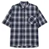 Camisa Retro Americana de Manga Corta para Hombre, Camisa Fresca de Verano con Bolsillo con Cremallera, Chaqueta de Corte Holgado