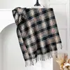 Bufanda a Cuadros Degradados al por Mayor para Mujer Otoño Invierno Suave Cálida Chal con Flecos Estilo Retro a Cuadros Pareja Calentador de Cuello