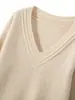 Nuevo Suéter de Cachemir con Cuello en V para Mujer, Engrosado y Cálido, Tejido de Manga Larga Versátil, Simple y Holgado, Elegante Capa Base
