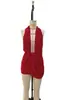 Estilo Europeo y Americano Transfronterizo Otoño e Invierno 2025 Ropa Nueva para Mujer Sexy Cuello Halter de Pico Profundo Espalda Descubierta Vestido Bodycon Corto Vestido de Color Sólido