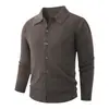 Cárdigan de punto para hombre con solapa de primavera y otoño, color liso simple, de un solo botón, manga larga, suéter de punto casual y versátil