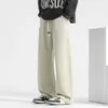 Pantalones casuales para hombre, colección de otoño, con corte relajado de pierna recta, diseño de pierna ancha, adecuados para primavera y otoño, color negro, pantalones largos deportivos para hombre
