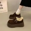 Zapatos Gruesos de Algodón con Forro de Felpa para Mujer 2025 Nuevo Invierno Cubierta Completa Birkenstock Versátiles Zapatos para Mujer Suela Gruesa Cálidos de Caña Baja