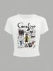 Camiseta de niña con patrón popular transfronterizo que se puede hacer DIY 4-14 años de edad con estampado de dibujos animados para niñas deportiva y de ocio tops de color puro