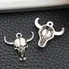 Lote de 8 Amuletos Grandes de Cabeza de Toro Calados Retro Plata Antigua Aleación para Pulsera DIY Hecha a Mano Collar Llavero Accesorios de Joyería