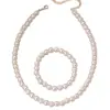 Venta caliente transfronteriza 8mm collar de perlas de imitación pulsera pendientes traje de joyería de perlas de moda de tres piezas al por mayor