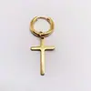 Pendientes de acero inoxidable con forma de cruz de temperamento coreano pendientes hombres y mujeres personalidad individual clip para oreja de acero de titanio joyería para la oreja venta al por mayor
