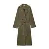 Para Comercio Exterior Europeo y Americano Transfronterizo Ropa de Mujer, Popular en Aliexpress, Moda Otoñal Versátil Gabardina Larga de Cuero Gamuzado