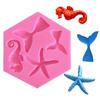 Molde de Silicone Estrela do Mar Cavalo-Marinho Cauda de Peixe Tamanho Oceano para Decoração de Bolo de Chocolate Fondant