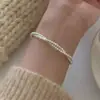 Pulsera de perlas de plata de ley S925 para mujer, pulsera simple y linda con un diseño delicado y lindo, accesorio de joyería de alta gama