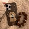 Estilo Ins Outono e Inverno Cachorrinho Desenho Animado Suporte Maçã 17 Capa de Celular Iphone16Pro Max Adequado para 14 Corrente para Pendurar 13