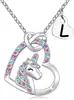Europa y Estados Unidos transfronterizo nuevo A-Z collar para niños Amazon vendiendo amor Unicornio Joyería de collar para niños