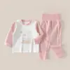 Conjunto de duas peças de outono A-grade para bebê, conjunto de duas peças com calça comprida e manga comprida para crianças, conjunto de duas peças, roupa de casa de outono e inverno para bebê