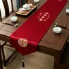 Toalha de Mesa de Casamento com Caminho de Mesa de Caractere Dupla Felicidade Vermelho, Capa para Mesa de Centro e Mesa de Jantar, Decoração de Quarto de Casamento, Noivado de Casamento, Arranjo de Casa Nova Estilo Chinês