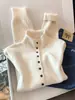 Cardigan de Malha de Botão Quadrado Pequeno de Ponta com Gola Meia-Alta para Mulheres, Suéter de Manga Longa para Primavera e Outono/Inverno, Blusa Base da Moda
