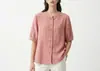Camisa de gasa de algodón de manga corta transfronteriza europea y americana 2026 para mujer, nueva moda de verano casual versátil holgada de algodón y lino