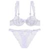Roupa íntima francesa nova transfronteiriça Sexy Ultra Fina Renda Bordada Pura Sutiã para Seios Grandes Pequeno Plus Size Conjunto