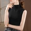 Camada Base com Gola Alta Meia-Altura 2025 Nova Roupa Íntima Elástica Feminina Cor Sólida Camisola Sem Mangas Top de Manga Curta Modelador de Cintura