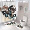 Serie Mariposa de Amazon Cortina de Ducha Impermeable y a Prueba de Moho de Poliéster Estampado Digital Juego de Cuatro Piezas Fabricante Separación de Seco y Húmedo Producto Nuevo