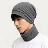 Bufanda de moda para celebridades de internet sombrero holgado estilo fino para otoño e invierno sombrero a prueba de viento posparto para mujer sombrero de punto holgado versátil para mujer