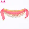Corrente de Cintura de Dança do Ventre Infantil Cinto de Dança Oriental Infantil Toalha de Cintura para Performance de Mesa no Jardim de Infância Corrente de Cintura de Chiffon com 50 Moedas Atacado