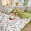Juego Pequeño Fresco de Cuatro Piezas de Algodón con Sábana de Cama y Funda de Edredón de Sábila Grado Materno e Infantil para Dormir al Desnudo Individual y Doble Juego de Tres Piezas para Dormitorio