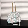 Bolso de Cubo Portátil Nuevo Estampado Cierre de Cordón Tela Ligera Estilo Étnico Bolsillo con Cordón para Salir a Trabajar Bolso de Mano para Teléfono Móvil