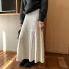 Saia maxi de malha plissada, cintura alta, modeladora, para mulheres, novo estilo coreano outono/inverno 2026, saia evasê solta e versátil