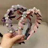 Diadema de Moda Alta con Dientes Ondulados y Perlas de Felpa, Antideslizante, Textura Esponjosa Accesorio para el Cabello