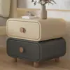 Mesita de noche Estilo Crema Nuevo Hogar Dormitorio Mesita de Noche de Cuero Simple Moderna Sin Instalación Pequeño Gabinete de Almacenamiento