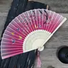 Abanico de Bambú Plegable de Color Cálido Rosa Estilo Chino Tradicional para Mujer, Abanico de Bambú Plegable para Danza, Abanico de Danza Rojo Estilo Chino, Abanico Plegable Hecho de Bambú y Madera