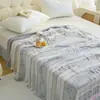 Manta Fresca de Verano Doble Capa Fibra de Bambú Suave Amigable con la Piel Edredón Toalla Edredón de Seda de Hielo Fresco para Siesta Manta para Aire Acondicionado