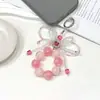 Cadena para Teléfono con Lazo de Perlas Rosa Dulce Nuevo de Verano Colgante para Bolso Mariposa Rosa con Pedrería Llavero