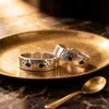 Anillo Chiba Plata Tailandesa Cabeza de Leopardo Vintage, Estilo Sencillo y Versátil, Anillo Abierto de Zirconia Azul de Lujo Ligero de Alta Gama para Mujer