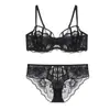 Ropa interior de encaje de malla fina con diseño de concha francesa para busto grande Sexy erótica de encaje Bra europeo y americano Transpirable Romántica