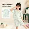 Conjunto de Algodão Nuvem Manga Curta Infantil Verão Novo Estampa Cartoon Respirável e Confortável Roupa de Casa Conjunto de Duas Peças
