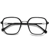 30262 Gafas Marco de Aleación Transparente Ultraligero Mezcla de Oro y Plástico Montura Grande Gafas Lisas para Miopía con Lentes Graduados Opcionales