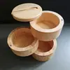 Suministro Directo de Fábrica a Amazon, Frasco para Condimentos de Doble Compartimento, Frasco para Sal, Frasco para Especias de Bambú, Caja de Almacenamiento para Utensilios de Cocina