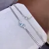 Pulseira de Água-Marinha Natural com Pedra Principal 5*7mm, Cravação em Prata S925, Processo de Galvanoplastia, Pulseira de Luxo Leve