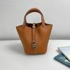 Bolso de Mujer Tipo Cesta de Verduras Bolso Cubo Portátil Gran Capacidad Textura Simple Bolso de Mano Bolsa Nueva 2024 Moda para Viajes Diarios