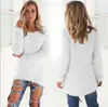 T136#-transfronterizo Amazon tamaño de pared moda otoño e invierno color liso manga larga top suéter para mujer