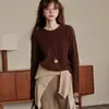 Nuevo Suéter de Cachemir Otoño/Invierno 2025, Grosor Doble Hilo Siete Agujas, Tejido de Canalé Pequeño, Borde Enrollado, Cuello Redondo, Jersey para Mujer para Usar en Capas