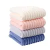 Toalla de Lavado de Cara y Secado de Manos para el Hogar, Absorbente, No Suelta Pelusa, Toalla Gruesa Rayada de Coral Fleece, Toalla de Baño Estilo Colgante para Secado del Cabello