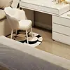 Tocador de madera maciza color crema estilo francés, tocador de princesa minimalista moderno para dormitorio con gabinete de cajones integrado